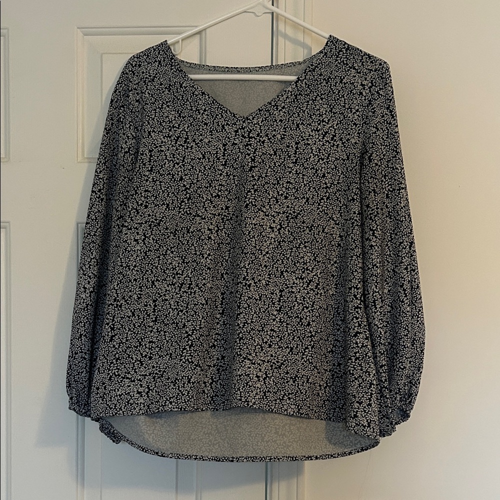 Floral Black and White Women's Top